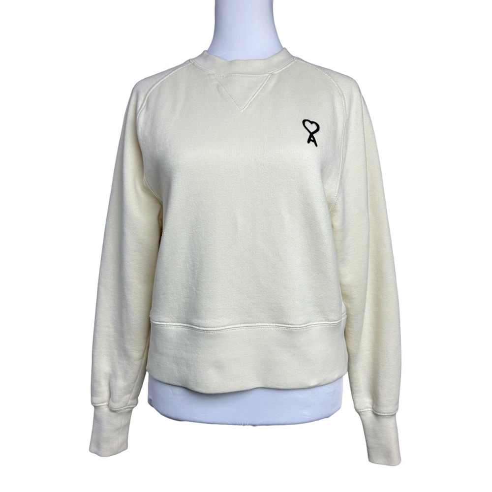 Ami Cream Logo Crewneck Sweatshirt